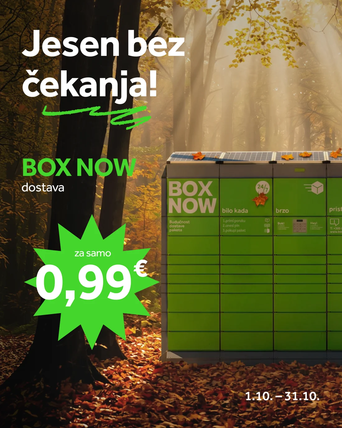 BOX NOW – Jesen bez čekanja, dostava 0,99 € od 1.10. do 31.10.