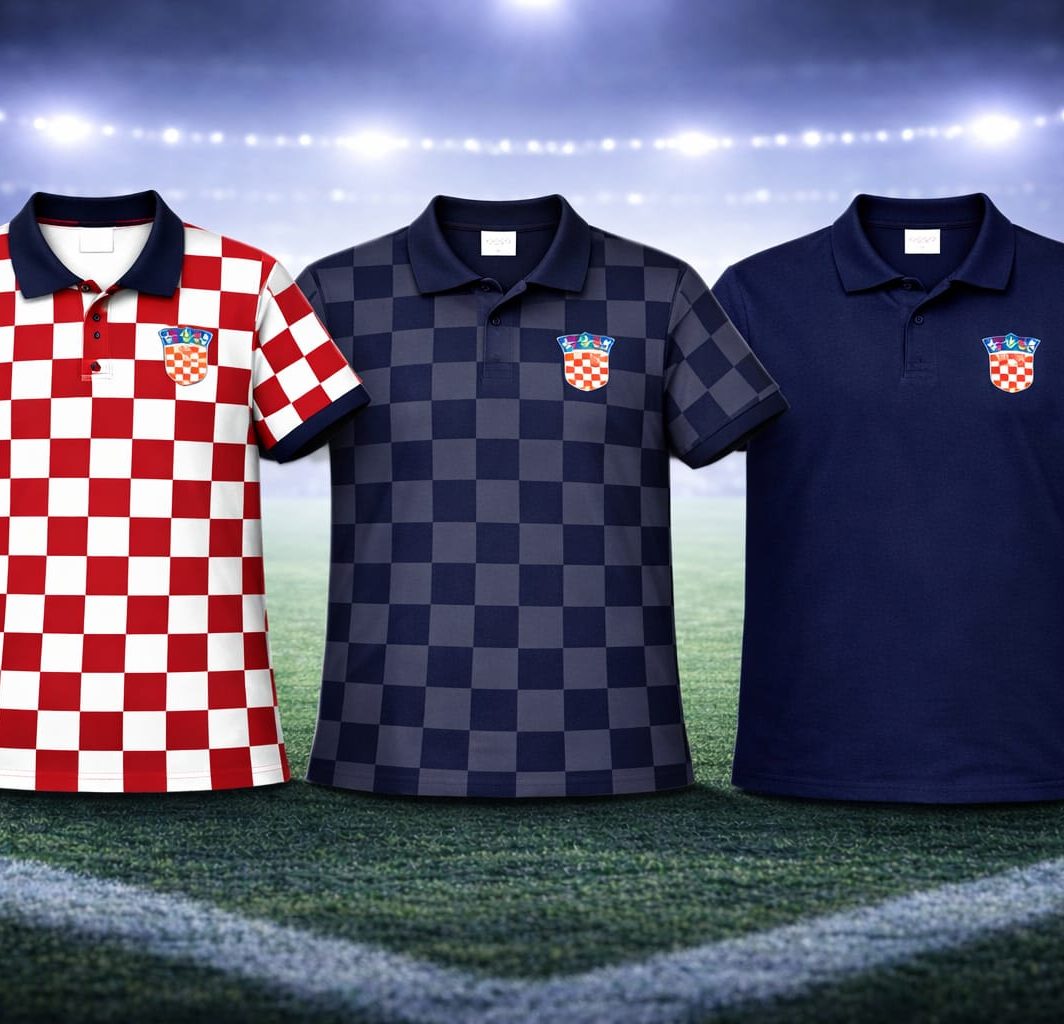 Navijačka pamučna polo majica – Hrvatski stil (kockasti dizajn)
