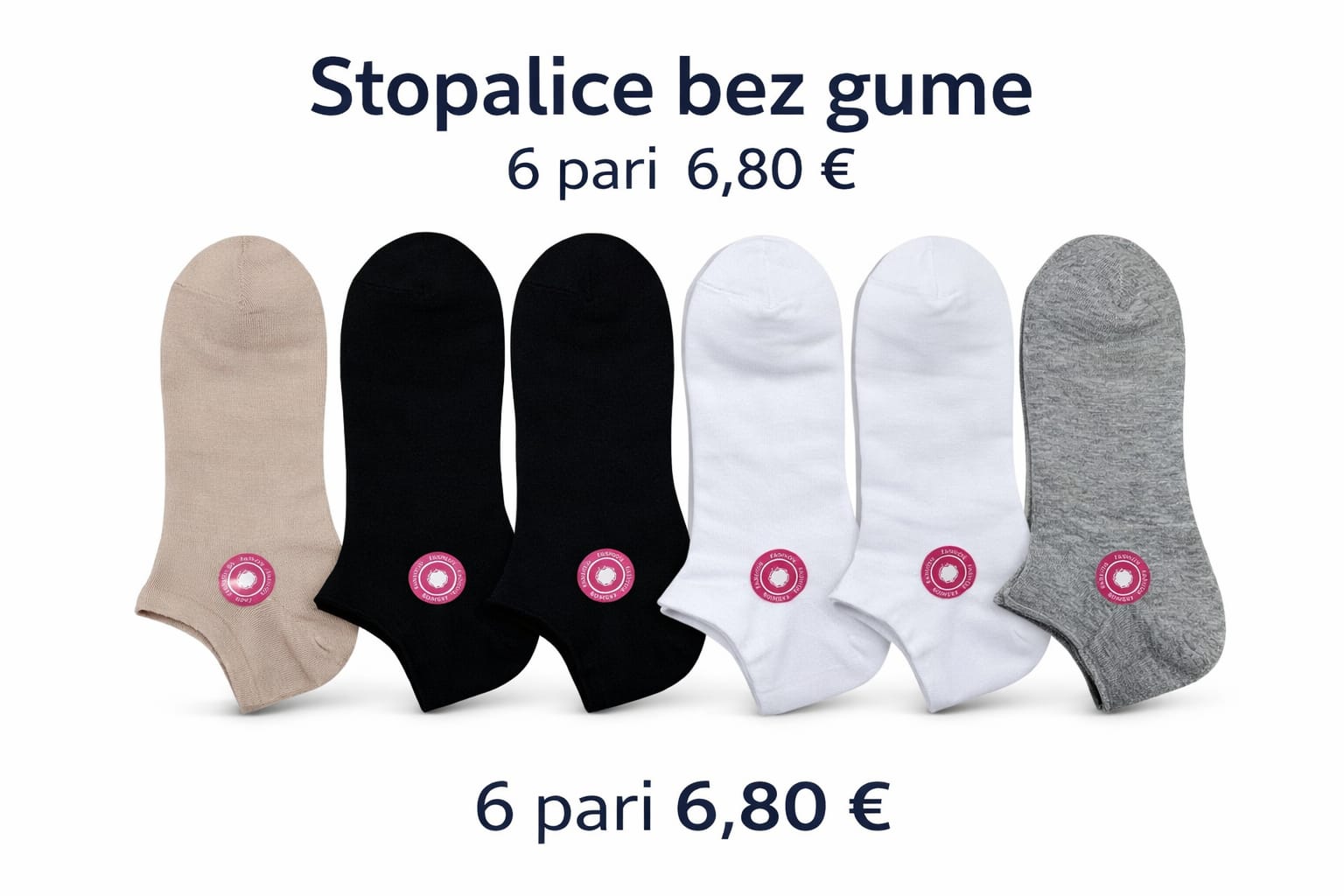 Ženske stopalice bez gume – 6 pari | Pamučne, udobne (35–41)