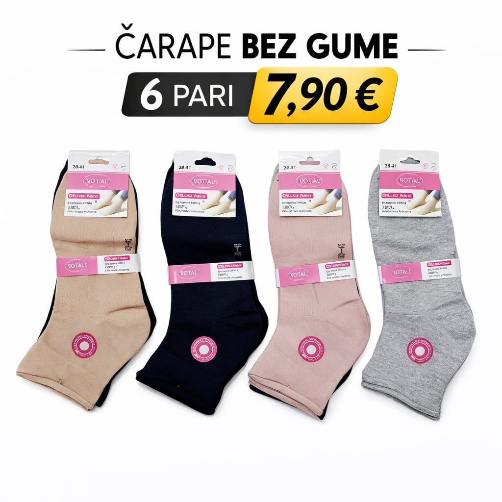 Ženske čarape bez gume – 6 pari | Pamučne, udobne
