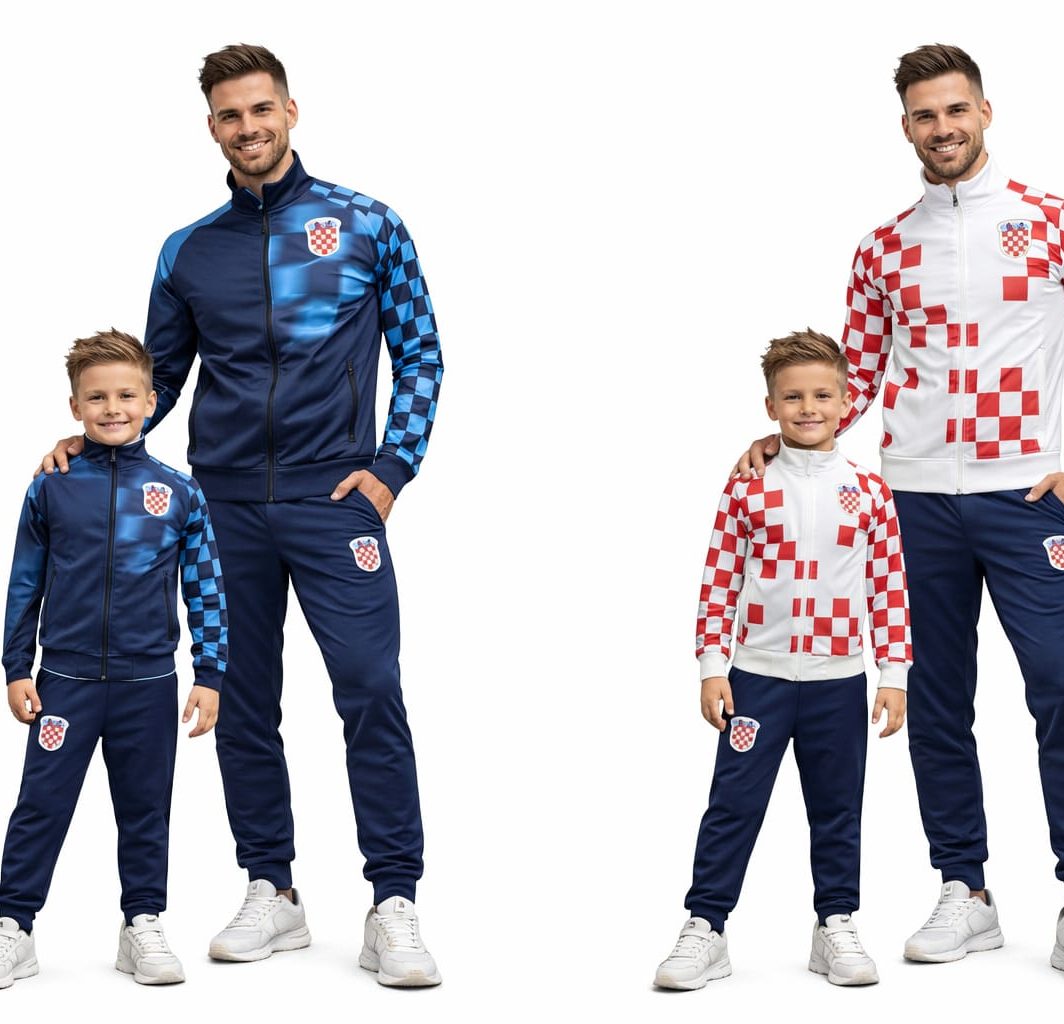 Muški sportski komplet Hrvatska – trenirka (plava / crveno-bijela)