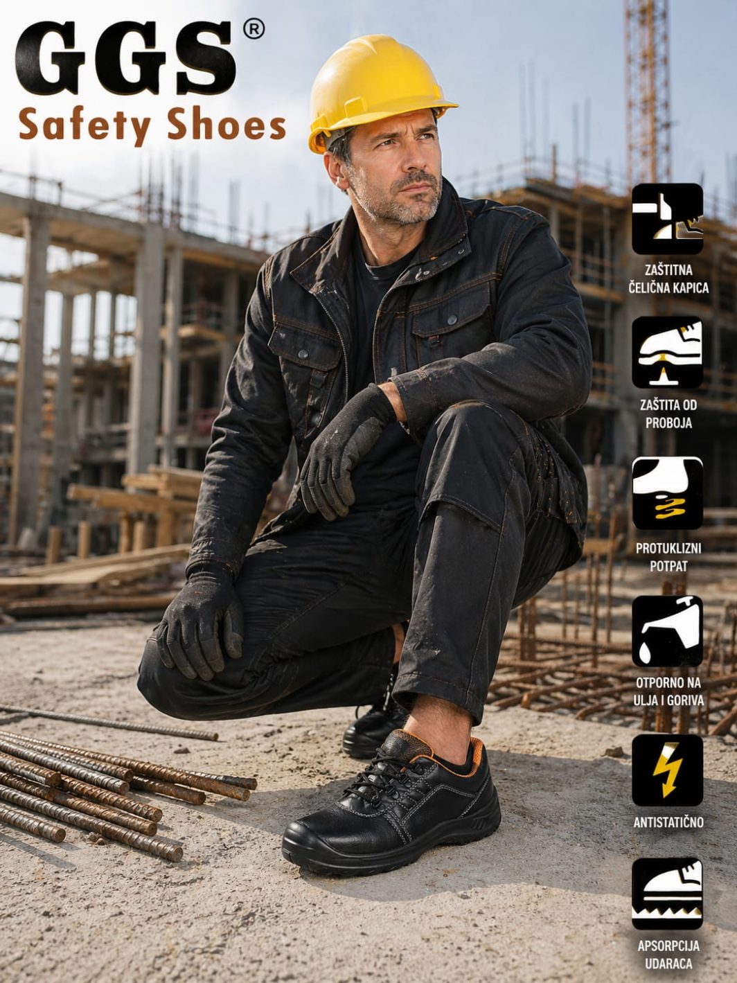 Radne zaštitne cipele niske – čelična kapica (GGS Safety Shoes)