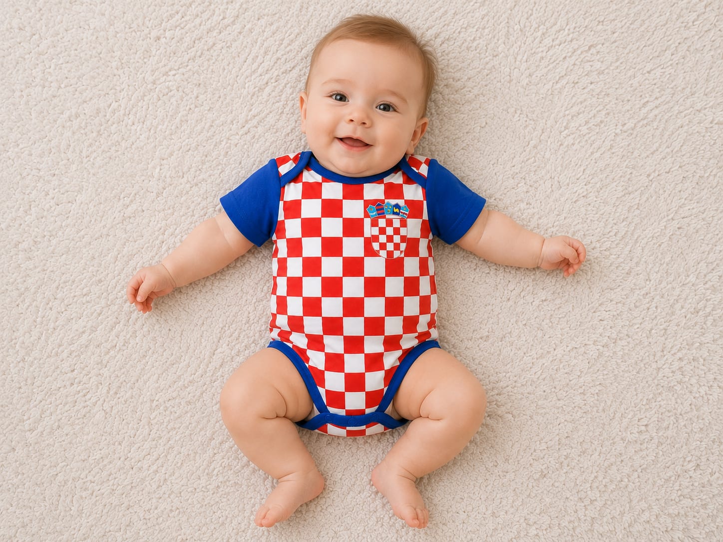 Dječji body Hrvatska kockice – 100% pamuk