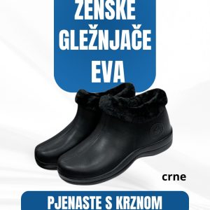 Ženske pjenaste EVA gležnjače sa krznom – crne – Klompe
