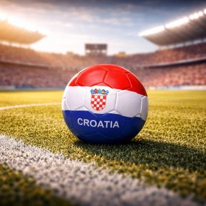 Nogometna lopta Croatia – crveno-bijelo-plava – Navijački rekviziti