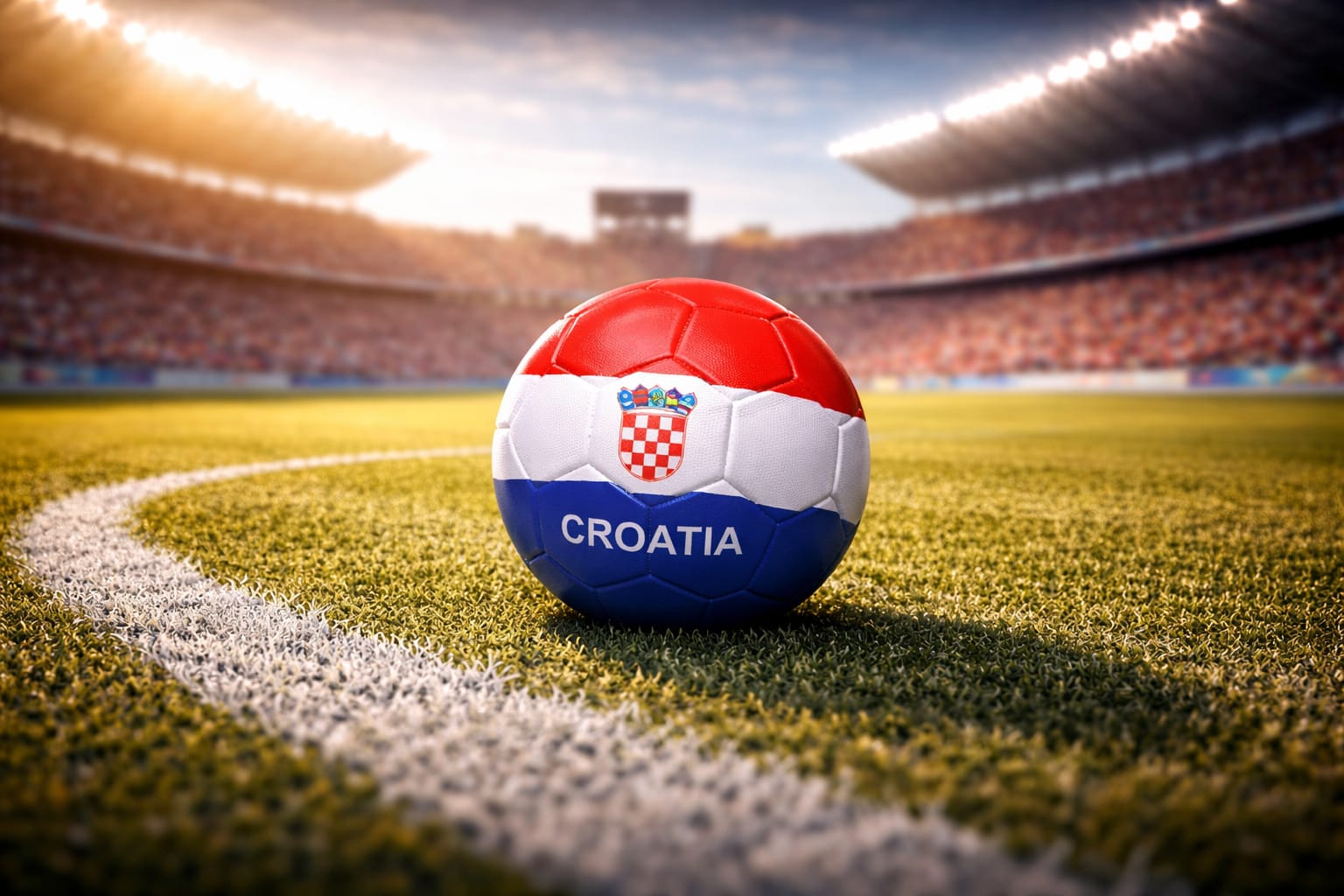 Nogometna lopta Croatia – crveno-bijelo-plava – Navijački rekviziti