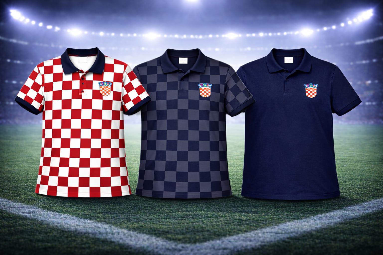 Navijačka pamučna polo majica – Hrvatski stil (kockasti dizajn) – Navijački rekviziti