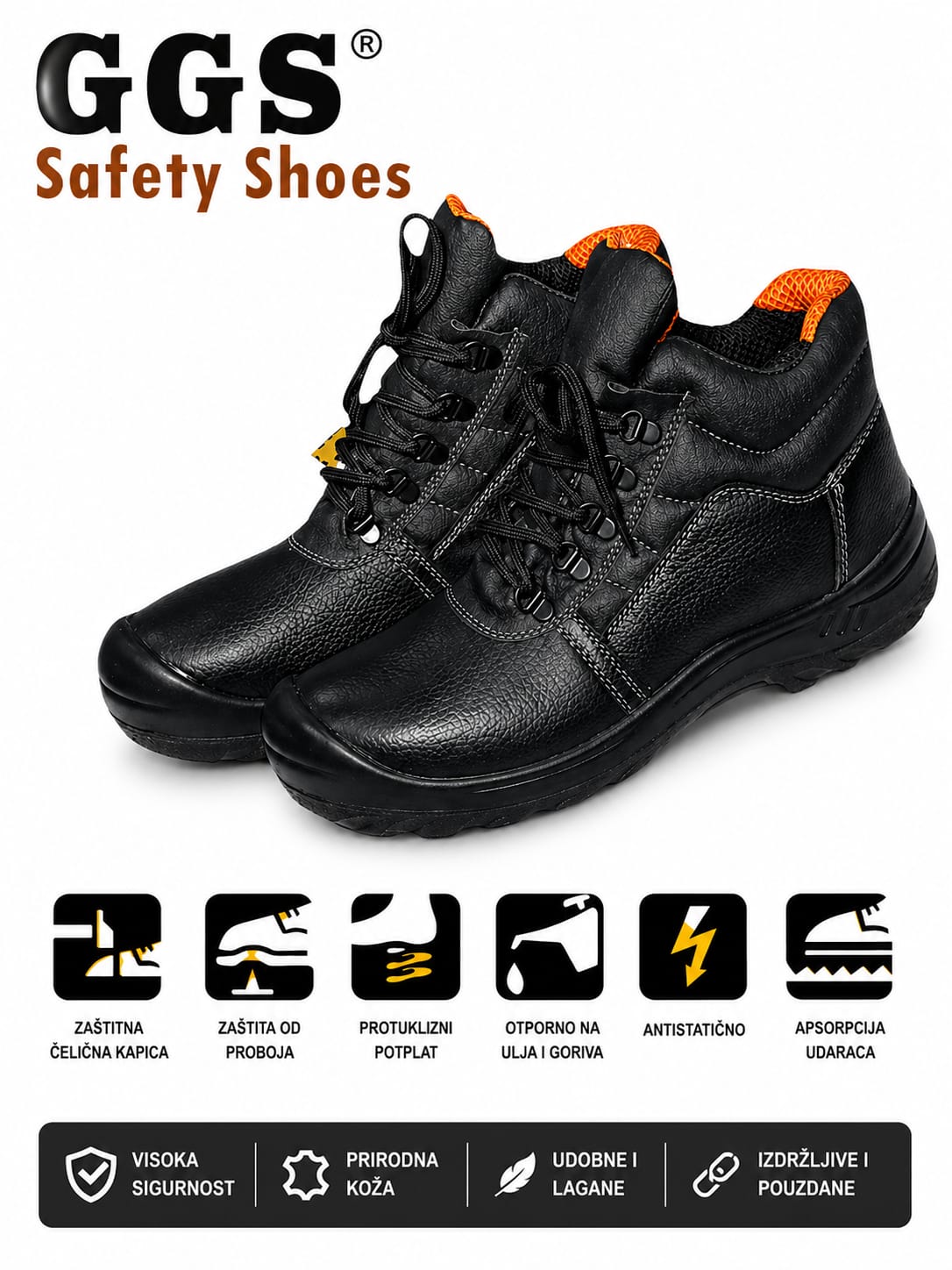 Radne zaštitne cipele visoke – čelična kapica (GGS Safety Shoes) – Muškarci – fotografija 2