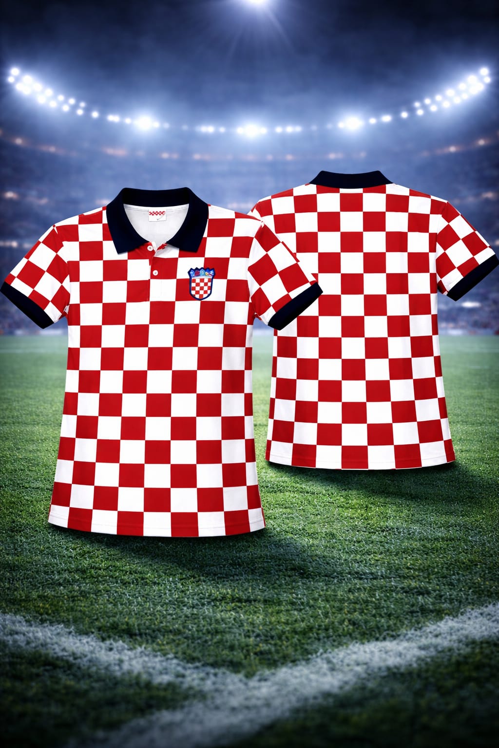 Navijačka pamučna polo majica – Hrvatski stil (kockasti dizajn) – Navijački rekviziti – fotografija 3