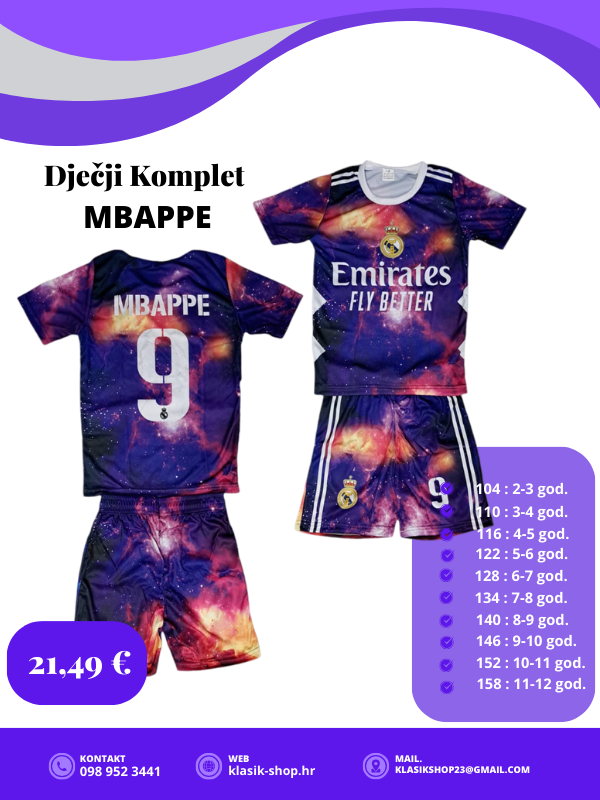 Dječji dres komplet Mbappé 9 – Nogometni dresovi