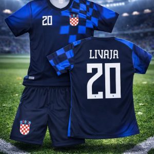 Dječji nogometni dres Hrvatska LIVAJА 20 – komplet (majica + sportske hlačice) – Nogometni dresovi
