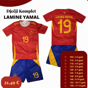 Dječji dres komplet Lamine Yamal 19 – Španjolska – Navijački rekviziti