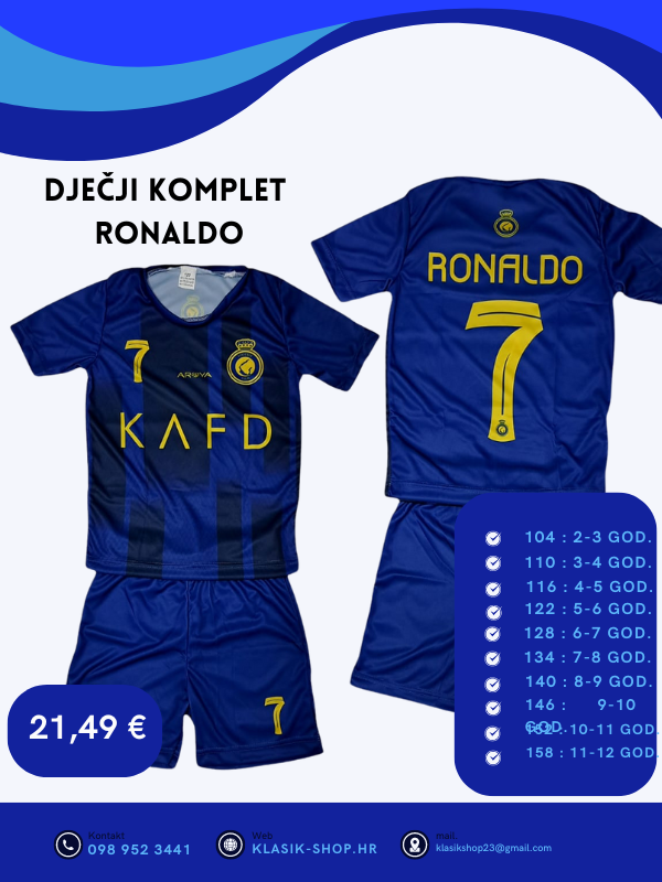 Dječji dres komplet Ronaldo 7 – plavi – Nogometni dresovi